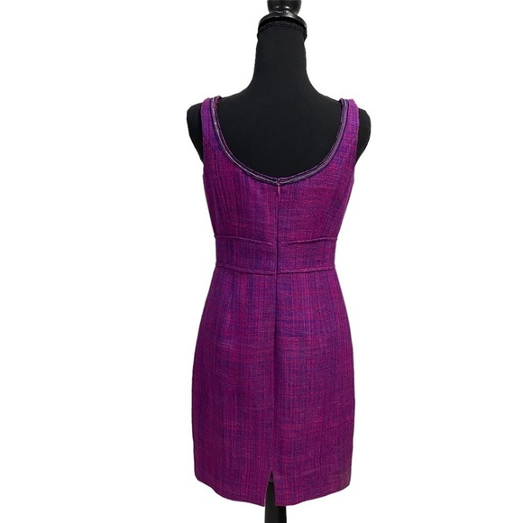 Trina Turk Dress Women’s Size 4 Purple Pink 100% Silk Tweed Dress - Picture 4 of 16